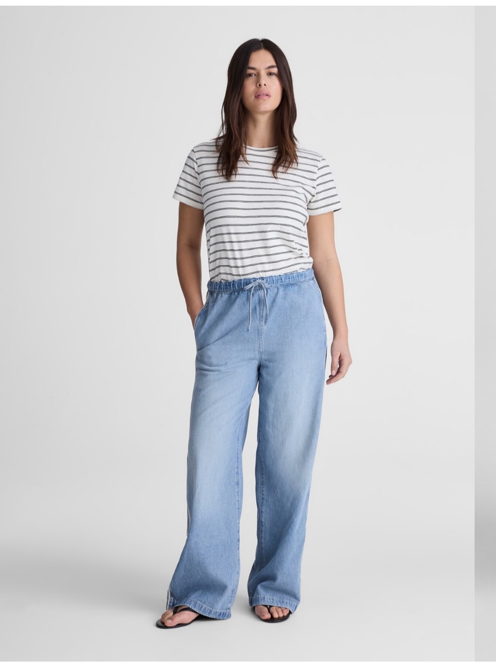 Madewell Pull-On Track Pants in Airy Denim